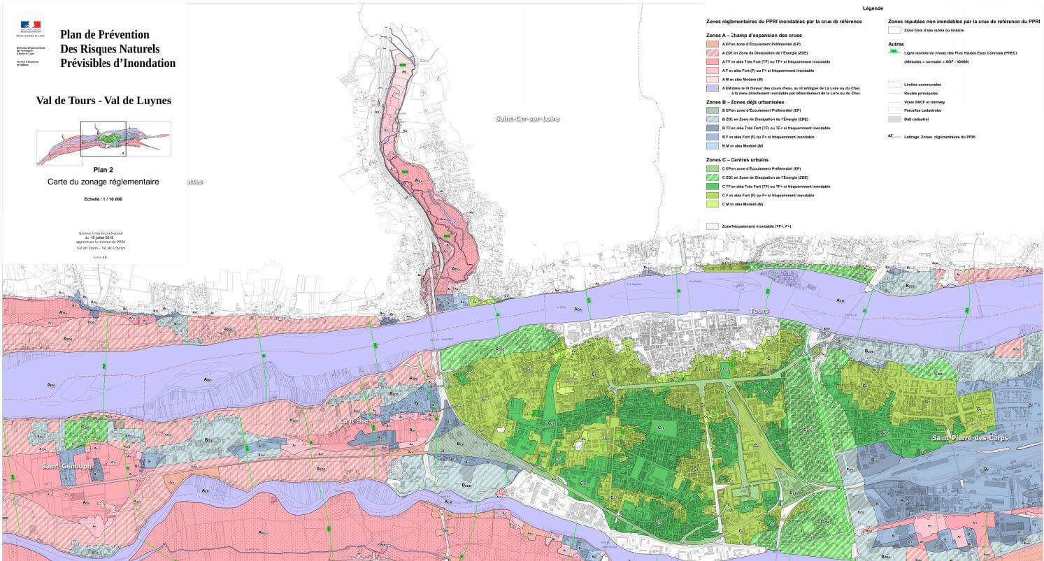 Carte de zonage règlementaire du PPRI de Tours