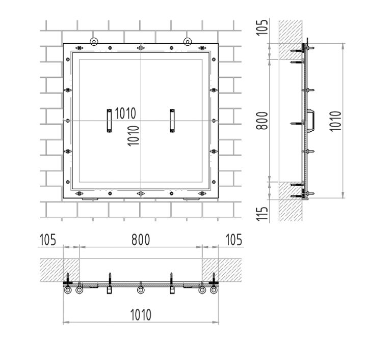 Plan de mesure d'une trappe étanche msei