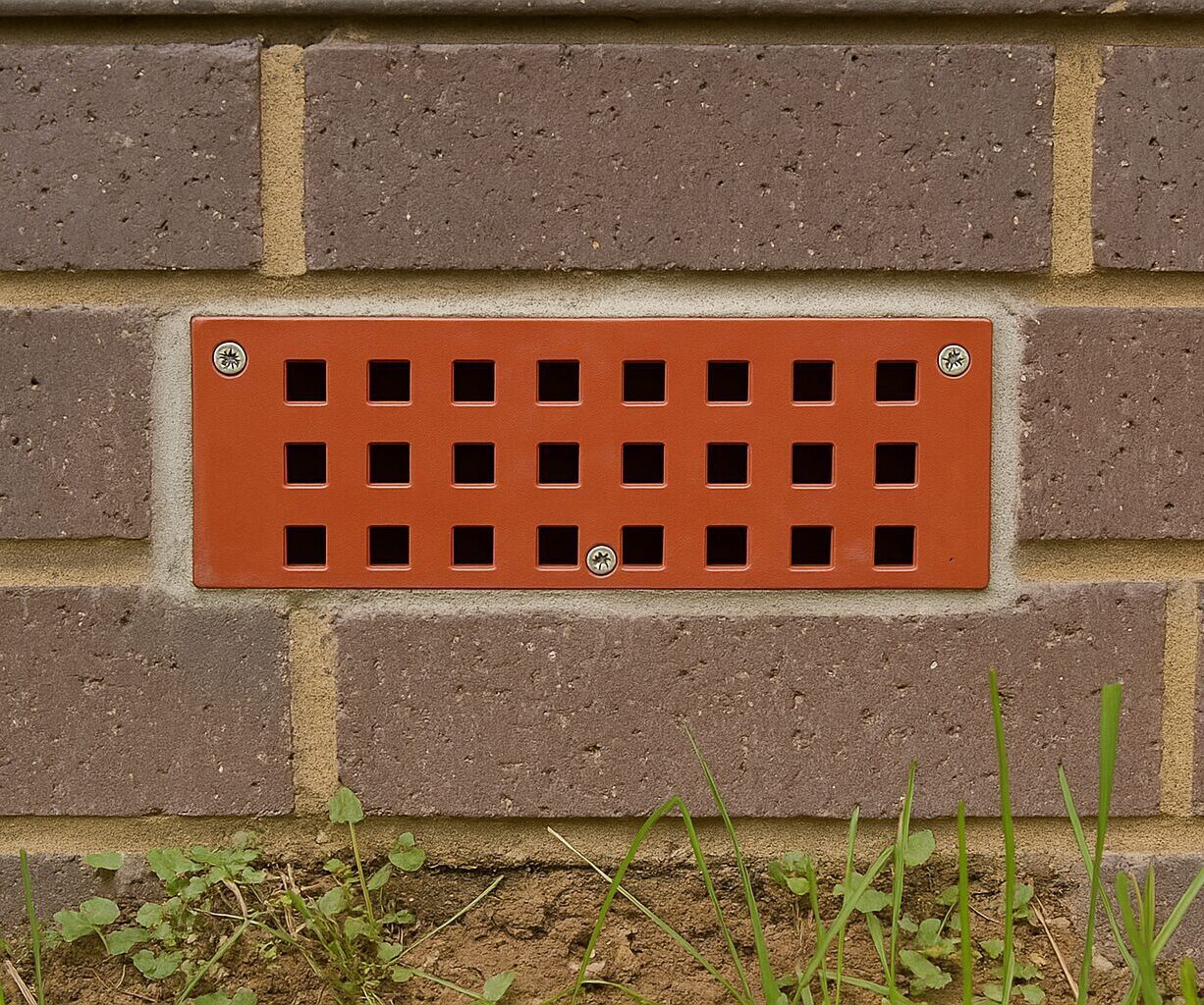 SMART AIRBRICK posée dans un mur de briques, à la place d'une brique d'aération