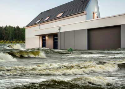 Photo d'une maison avec des portes de garage anti-innondations