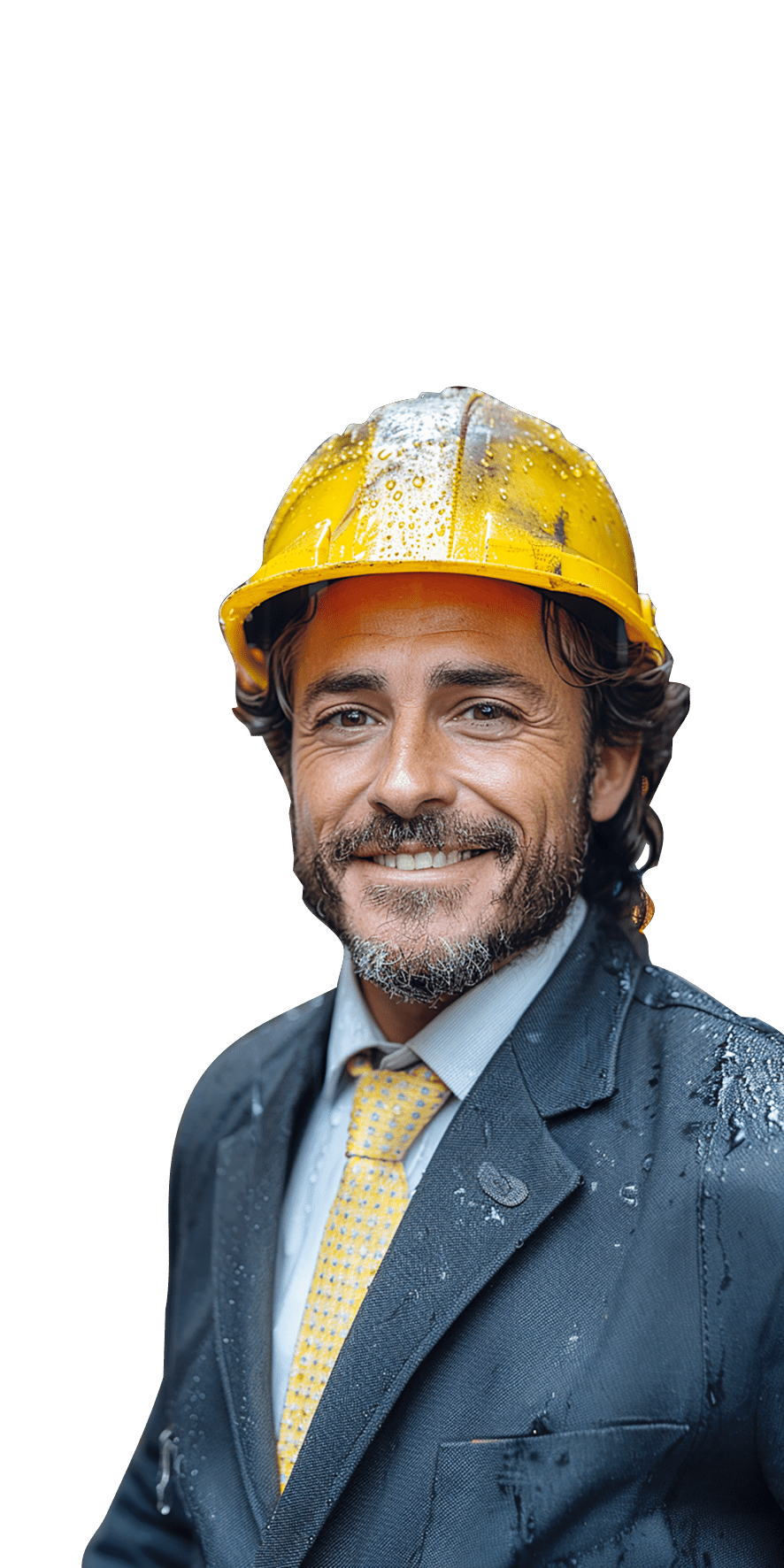 Coach inondation avec casque de sécurité, offrant conseils et audits pour prévenir les inondations.